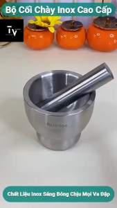 Bộ chày cối inox loại dày siêu đẹp có nắp nhựa chống văng nhiều kícḣ thước dánh cho nhà bếp (TV658)