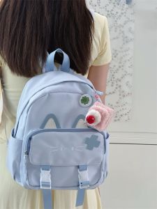 Mini Cute Cat And Chicken Design Dual Shoulder Bag for Women Traveling Backpack Nylon Material Zipper Closure Casual Leisure Bag