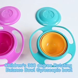 Baby UFO Gyro Bowl Anti-Spill Bowl With Lid 360° Learning Training Bowl For Baby Kids Mangkuk Anti Tumpah Mangkuk Terbang 360 Darjah Berpusing