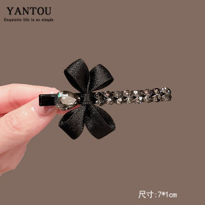 Elegant Butterfly Knot Crystal Hair Clip Womens Side Bangs Hair Accessory Duckbill Hair Clamp Fashionable Hair Card