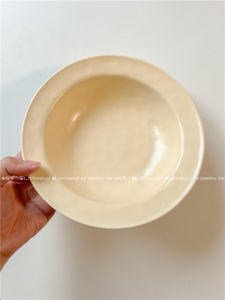 Retro Minimalist Ceramic Bowl for Yogurt Cereal Pasta French Style Fruit Salad Soup Plate Simple round Dish Nordic Style