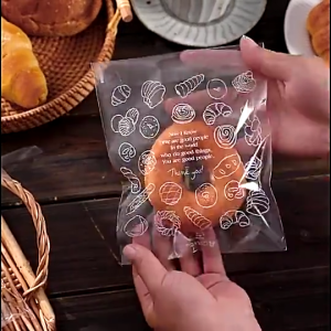 100Pcs Plastic Self Adhesive Bag Bread Cookie Donut Sandwich Food Packaging Resealable Baking Bags