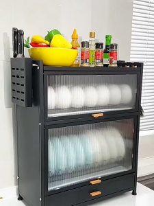 Kitchen Dish Rack Storage Cabinet Metal Bowl Cabinet Countertop With Drawers Cutlery Rack