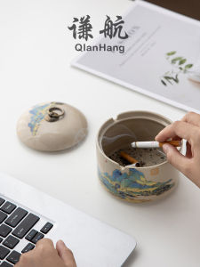 Hộp Đựng Thuốc Lá Gốm Nghệ Thuật Khối Đất Sét Sáng Tạo Chất Liệu Gốm Sứ Thiết Kế Phòng Khách Văn Phòng Cao Cấp Vật Dụng Trang Trí Có Nắp Đĩa Đựng Thuốc Lá
