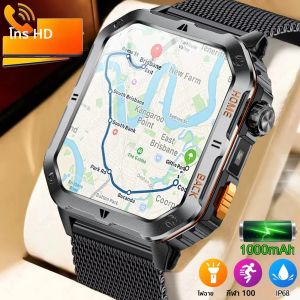 นาฬิกาสมาร์ทวอทช์ทหารรุ่นใหม่ แบตเตอรี่ 1000 mAh สำหรับผู้ชาย ระบบ GPS วัดอัตราการเต้นของหัวใจ กันน้ำ 3ATM รองรับการโทรผ่านบลูทูธ สำหรับ xiaomi