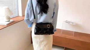 NEWLAN BB011 Tas Bahu Wanita Sling Bag Warna Solid Elegan Kulit PU Syal Sutra Wanita Import