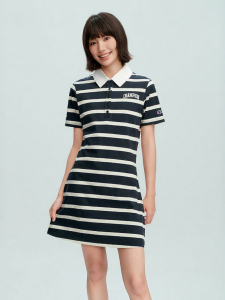 Champion | Summer New Style Knitted Stand Collar Button Casual A-line Dress