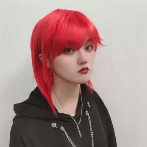 Wolf tail mullet head wig female short straight hair sea king red handsome fashion short hair male chemical fiber headgear female