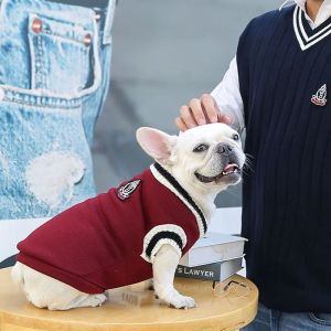 XS-4XL Pet Clothes Dog Cat Sweater Campus Style V-neck Striped Vest Breathable College Style