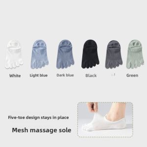 miiow | Mens Summer Thin Cotton Anti-Odor Antibacterial Sweat Absorbent Five-Finger No-Show Short Socks Comfortable Breathable Socks