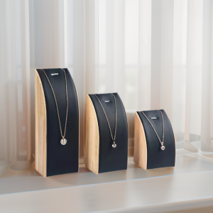 3PCS high-grade solid wood necklace jewelry stand pendant holder arc-shaped jewelry display stand 3-piece set