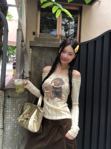 Spicy Design Lace Knit Off-Shoulder T-Shirt Summer New