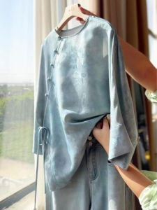 New Chinese Style Young Womens Shirt Buttoned Tang Suit Unique Top Summer New Arrival Polyester Fiber Long Sleeve Commute