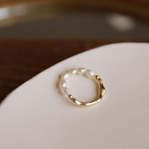 Multiple Wearing Style Freshwater Pearl Ring Womens Special-Interest Design Instagram Index Finger Fancy Fashion Personalized Index Finger Twin