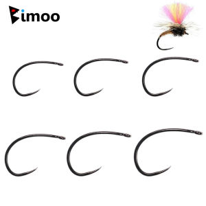 Bimoo 50pcs #8~#18 Barbless Curved Nymph Emerger Shrimp Fly Tying Hook For Wet Fly Curved Nymph Shrimps Scuds Trout Fishing Lure