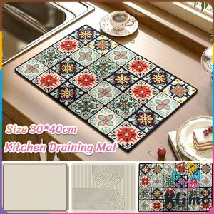 Klimo Kitchen Draining Mat Non-slip Washable Tableware Mat Foldable Dish Drying Pad 30*40cm