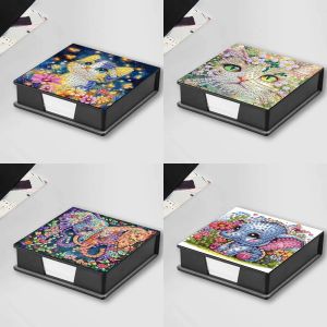 1 DIY animal diamond-painted note paper storage box crystal rhinestone note holder organizers home office desk accessory