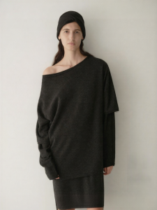 INSIS FEMME | Australian Merino Wool Off-Shoulder Loose Fit T-Shirt