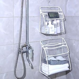 Bathroom Bag Wall Hanging Travelling Dorm Design Hook Transparent Waterproof Snap Button Outdoors Activity Big Capacity