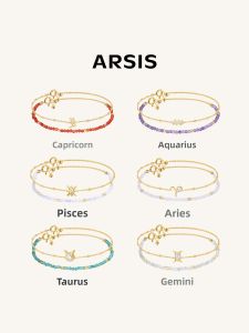 ARSIS | Birthstone Zodiac Symbol Sterling Silver 925 Luxury Bracelet