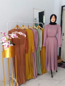 Gamis plisket import premium