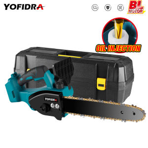 （free gift）12inch Cordless Electric Chain saw chainsaw with oil injection Thickened protection box Garden Woodworking Power Tool Brushless Motor Wood Cutter For Makita 18V Battery