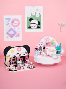 Panda DIY Mini House Model Assembly Toy 3D Puzzle Building Blocks Princess Room Wooden Construction Kit for Girls 6-14 Years