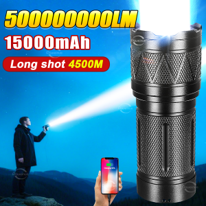 High Power 15000mAh LED Flashlight USB Rechargeable Flashlights Powerful Long Range 4500M Tactical Torch Camping Fishing Lantern