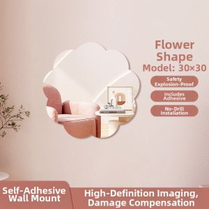 Self-adhesive Soft Cartoon Bath Mirror Sheet Wall-mounted Without Drilling
