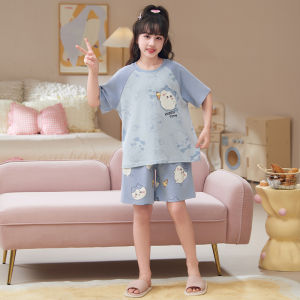 MiiOW | Bộ đồ ngủ cotton nguyên chất cho bé gái mùa hè MiiOW Cat Person Áo thun cotton tay ngắn thoáng khí thoải mái mặc ở nhà