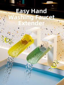 Silicone Faucet Extender Anti-Splash Tool Cute Cartoon Design Childrens Handwashing Aid Extended Length Water Saving Device
