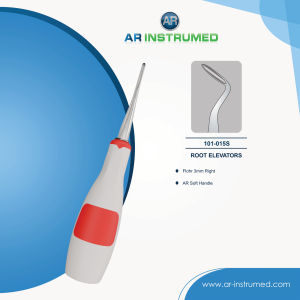 AR INSTRUMED Flohr 3mm Root Elevator AR Soft Handle Red Professional Dental Instrument