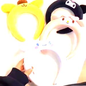 Sanrio Kuromi Melody Cinnamoroll Hair Hoop Plush Hairpin Cute Cartoon Wash Face Headband Girls Costume Accessories Birthday Gift