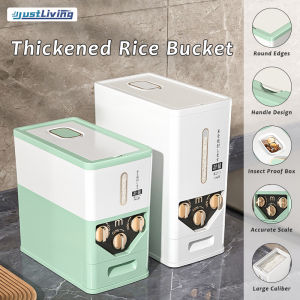 JustLiving 1PC 6KG/10KG Automatic Rice Dispenser with 3 Modes and Sealed Storage for Household Large Capacity Rice Barrel Insect-proof and Moisture-proof Rice Storage Box