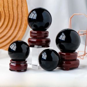 Natural Black Obsidian Raw Crystal Ball Wealth Attraction Office Entrance Decorations Modern Simplicity Home Decoration Ornaments