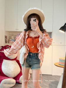 Orange Drawstring Long Sleeve Lightweight Sunscreen Shirt