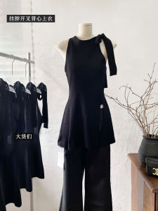 Áo Ba Lỗ Không Tay Cổ Tròn Màu Đen Thiết Kế Thanh Lịch Mùa Hè Áo Len Dệt Kim Ôm Vừa Vặn Thon Gọn Cho Nữ