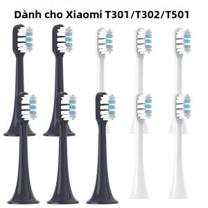 10 Chiếc Đầu Bàn Chải Đánh Răng Thay Thế Cho MIJIA T301/T302/T501 Sonic Bàn Chải Đánh Răng Điện DuPont Lông Nhựa Mật Độ Cao + Đầu Phun Dupont