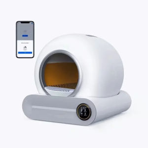 HATELI 65L Automatic Smart Cat Litter Box Self Cleaning Fully Enclosed Large Deodorant APP Control Cat Litter Box Pet Toilet Litter Tray