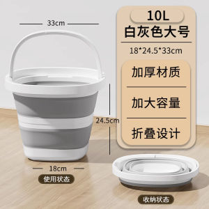 ถังน้ำอัดฝอยพกพาขนาดใหญ่สำหรับตกปลาและเลี้ยงปลาในทะเล ถังน้ำอัดฝอยแบบหดได้พร้อมที่ใส่ขวด ความจุ 6-10 ลิตร