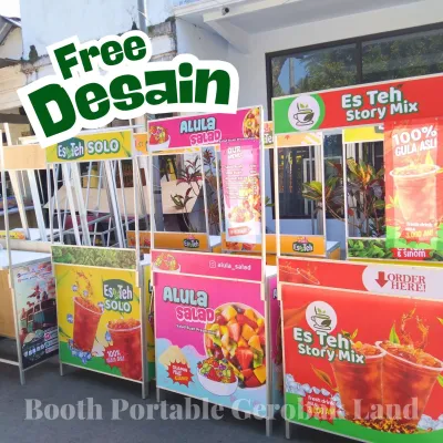Booth Portable Alumunium Custom Meja Lipat Promosi Gerobak Lan