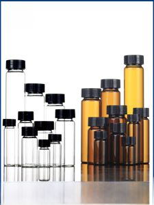 Ningke Glass Bottle Screw Thread Transparent High Temperature Resistant Chemical Laboratory Serum Reagent Sample Injection Bottle