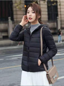 Lightweight Three-Layer Anti-Drifting down Jacket Short Coat Hooded Womens Fashionable Korean Style Warm Outerwear