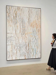 Pure Hand Drawing Oil Painting past Silent Wind Minimalistic Abstraction Three-Dimensional Texture Cream Wind Living Room Entrance Decorative Painting