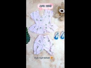 Setelan Anak Bayi Perempuan / Baju Anak Bayi Bahan Katun Rayon Viscose Motif Animal Fams Estimasi Usia 0-9 Bulan