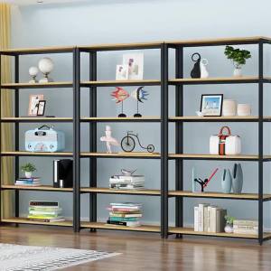 Child-friendly Steel and Wood Bookshelf Multilevel Storage Rack