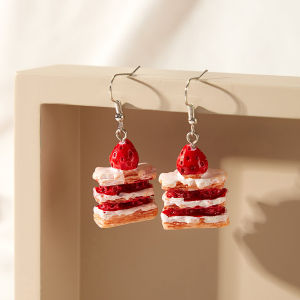 Strawberry Cake Earrings Resin Handmade Cute Jewelry For Women Birthday Gifts
