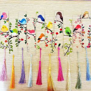10/8pcs/1pc acrylic bookmark clover bird transparent flower colorful tassel. Reading enthusiasts gifts