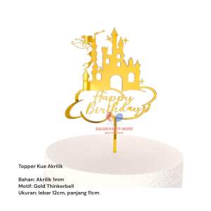 (FAIRY CASTLE) Cake Topper Happy Birthday Gold Silver Peterpan Thinkerbell / Topper Cake Dekorasi Kue Ultah Cake topper happy birthday Cake topper happy birthday acrylic disney / Akrilik / Cake topper murah meriah