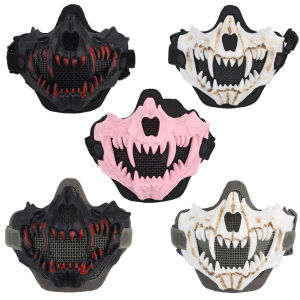 【New Arrival】Half Face Mask Multipurpose Fangs Cosplay Airsoft Mask Adjustable Strap Breathable Halloween Cosplay Props